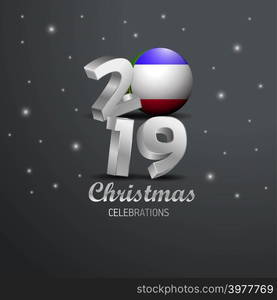 Khakassia Flag 2019 Merry Christmas Typography. New Year Abstract Celebration background