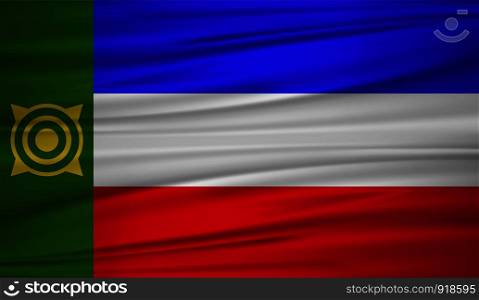 Khakassia flag vector. Vector flag of Khakassia blowig in the wind. EPS 10.