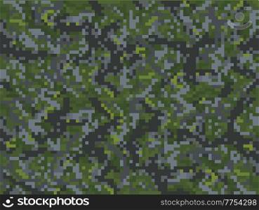 Khaki camouflage cubic background pattern with grass and grey stone blocks, vector pixel game 8bit pixels or computer game level for craft camo underground, camouflage cubic pattern. Khaki camouflage pixel cubic background pattern
