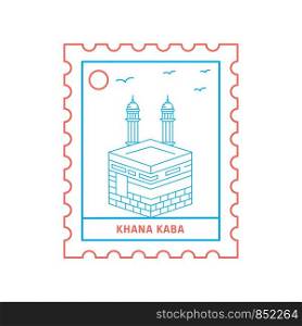 KHANA KABA postage stamp Blue and red Line Style, vector illustration