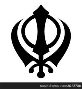 Khanda symbol sikhi sign icon black color