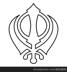 Khanda symbol sikhi sign icon black color vector illustration flat style simple image