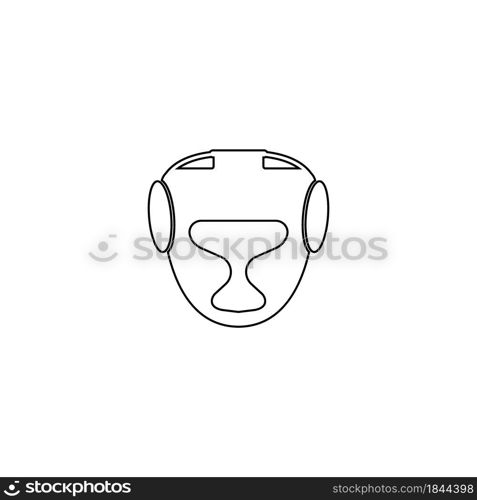 Kick Boxing Helmet Icon Silhouette Illustration flat design.