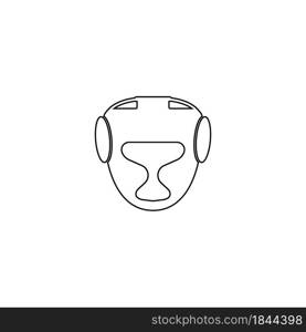 Kick Boxing Helmet Icon Silhouette Illustration flat design.