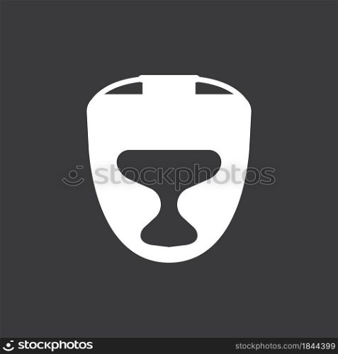 Kick Boxing Helmet Icon Silhouette Illustration flat design.