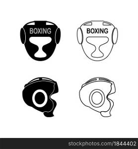 Kick Boxing Helmet Icon Silhouette Illustration flat design.