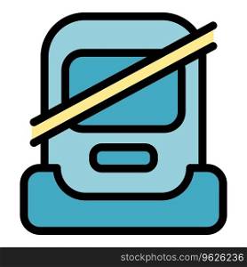 Kid belt lock icon outline vector. Safe drive. Road plane color flat. Kid belt lock icon vector flat