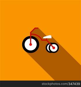 Kid bicycle icon in flat style with long shadow. Children transport symbol. Kid bicycle icon, flat style
