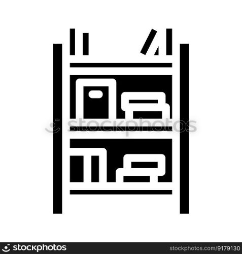 kid bookshelf bedroom glyph icon vector. kid bookshelf bedroom sign. isolated symbol illustration. kid bookshelf bedroom glyph icon vector illustration