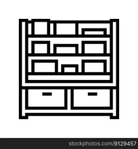 kid bookshelf bedroom line icon vector. kid bookshelf bedroom sign. isolated contour symbol black illustration. kid bookshelf bedroom line icon vector illustration
