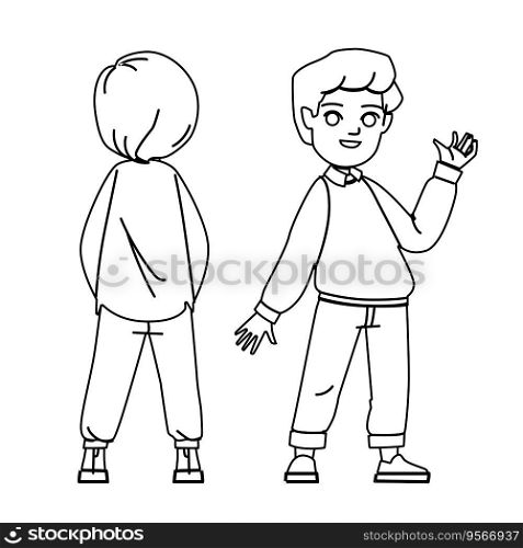 kid boy front back vector. child body, person human, side male, character face, school flat kid boy front back character. people black line illustration. kid boy front back vector