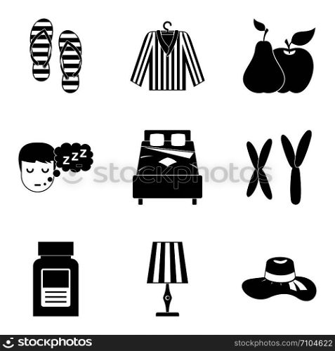Kid camp icons set. Simple set of 9 kid camp vector icons for web isolated on white background. Kid camp icons set, simple style
