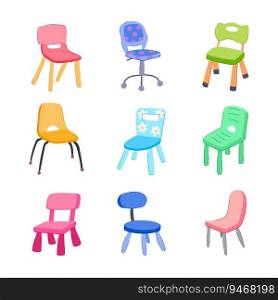 kid chair set cartoon. cute girl, small school, peop≤happy kid chair sign. isolated symbol vector illustration. kid chair set cartoon vector illustration