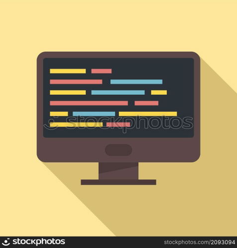 Kid coding icon flat vector. Computer education. School smart software. Kid coding icon flat vector. Computer education