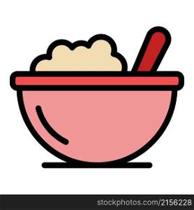 Kid food bowl icon. Outline kid food bowl vector icon color flat isolated. Kid food bowl icon color outline vector