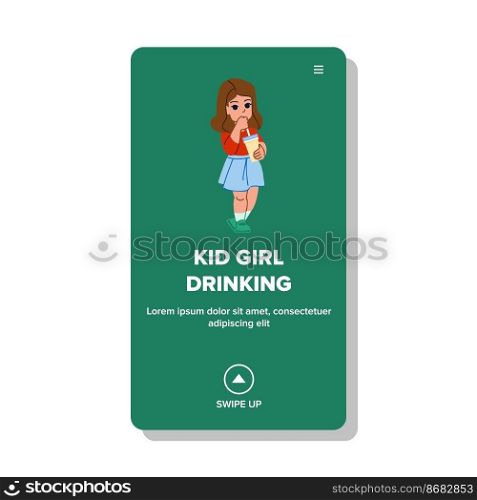 kid girl drinking vector. child happy, cute healthy, childhood little, glass water, fresh kid girl drinking web flat cartoon illustration. kid girl drinking vector