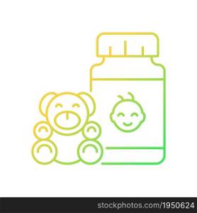 Kid growth supplements gradient linear vector icon. Child development complementary medication. Balanced diet. Thin line color symbol. Modern style pictogram. Vector isolated outline drawing. Kid growth supplements gradient linear vector icon