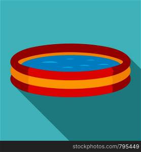 Kid round pool icon. Flat illustration of kid round pool vector icon for web design. Kid round pool icon, flat style