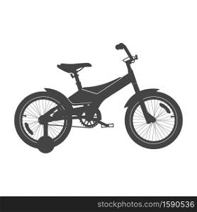 Kid&rsquo;s Bike for Boys. Side View. Vector Silhouette.. Kid&rsquo;s Bike for Boys. Vector Silhouette
