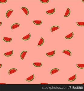 Kid&rsquo;s seamless pattern. Smiling watermelon. Exotic fruit fashion print. Design elements for baby textile or clothes. Hand drawn doodle repeating delicacies. Cute pink tropical wallpaper for children. Kid&rsquo;s seamless pattern. Smiling watermelon. Exotic fruit fashion print. Cartoon berry. Design elements for baby textile or clothes. Hand drawn doodle repeating delicacies. Cute pink tropical wallpaper for children