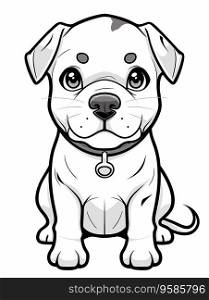 Kid s Coloring Page with American Staffordshire Terrier in Cartoon Style