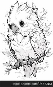  Kid s Coloring Page with Cute Cockatoo in Clean Line Art