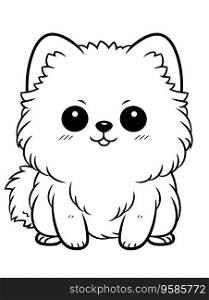  Kid s Coloring Page with Pomeranian in Cartoon Style