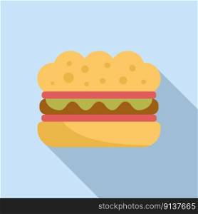 Kid sandwich icon flat vector. School food. Nutrition tray. Kid sandwich icon flat vector. School food