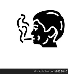 kid smoking cigarette glyph icon vector. kid smoking cigarette sign. isolated symbol illustration. kid smoking cigarette glyph icon vector illustration