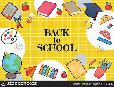 Kid stuffs object stationery and uniform Vector Image