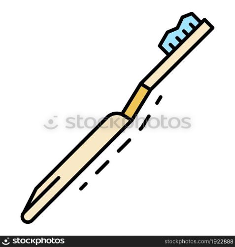 Kid toothbrush icon. Outline kid toothbrush vector icon color flat isolated on white. Kid toothbrush icon color outline vector