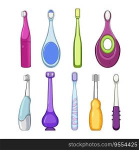 kid toothbrush set cartoon. care health, brush smile, clean mouth kid toothbrush sign. isolated symbol vector illustration. kid toothbrush set cartoon vector illustration