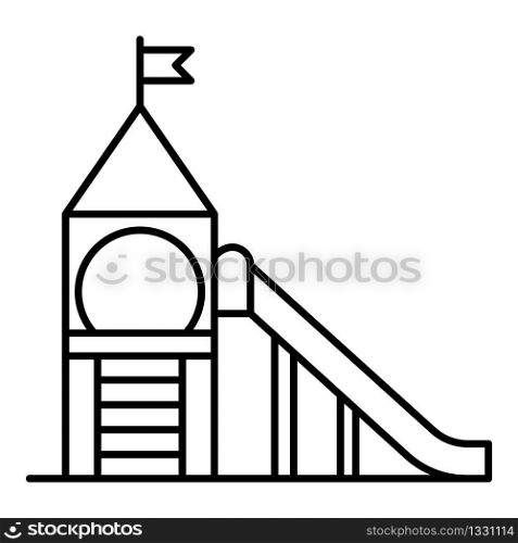 Kid tower playground icon. Outline kid tower playground vector icon for web design isolated on white background. Kid tower playground icon, outline style