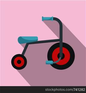 Kid tricycle icon. Flat illustration of kid tricycle vector icon for web design. Kid tricycle icon, flat style