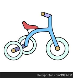Kid tricycle icon. Outline kid tricycle vector icon color flat isolated on white. Kid tricycle icon color outline vector