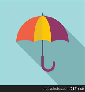 Kid umbrella icon flat vector. Autumn rain. Rainy activity. Kid umbrella icon flat vector. Autumn rain