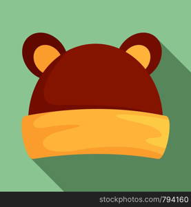 Kid winter headwear icon. Flat illustration of kid winter headwear vector icon for web design. Kid winter headwear icon, flat style