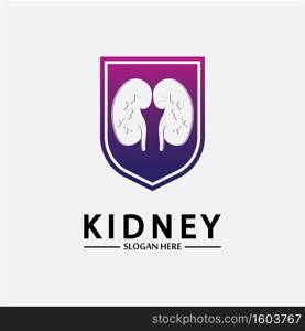 Kidney Shield Logo Template Design Vector, Emblem, Design Concept, Creative Symbol, Icon.