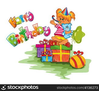 kids birthday party vector illustration