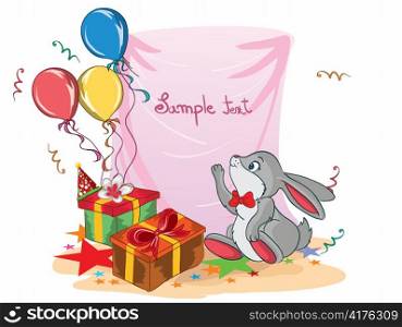 kids birthday party with rabbit vector illustration