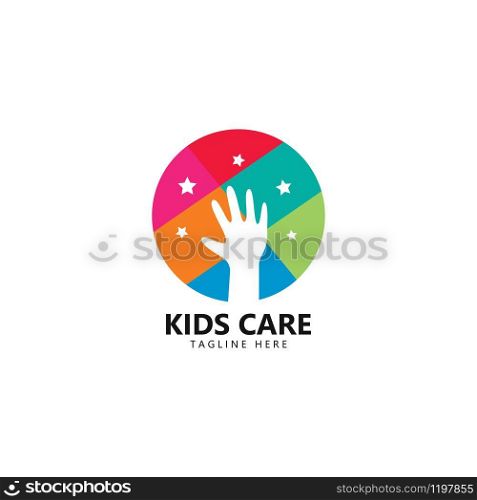kids care logo unity vector icon illustration design