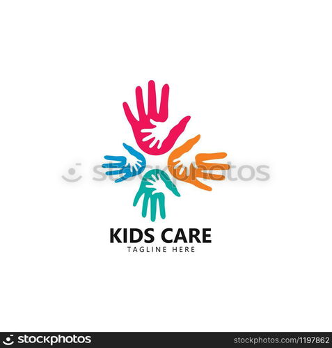 kids care logo unity vector icon illustration design