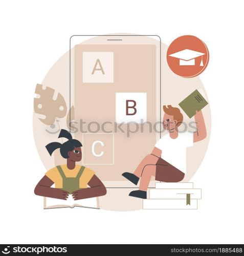 Kids digital content abstract concept vector illustration. Kids digital entertainment and education, online content for toddlers, children friendly media, apps development abstract metaphor.. Kids digital content abstract concept vector illustration.