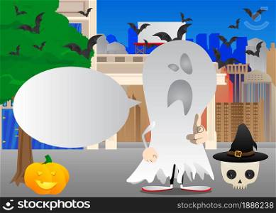 Kids dressed for Halloween pointing at the viewer with his hand. Vector cartoon character illustration of kids ready to Trick or Treat.