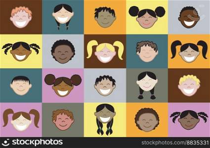 Kids faces vector image