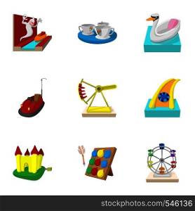 Kids games icons set. Cartoon illustration of 9 kids games vector icons for web. Kids games icons set, cartoon style