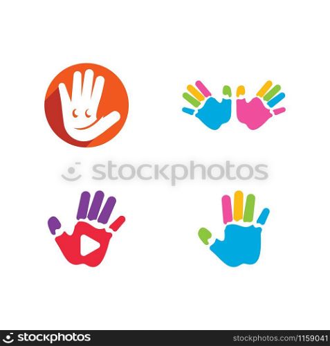 kids hands logo vector template