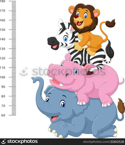 Kids height scale with funny Africa animal collection set