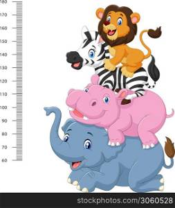 Kids height scale with funny Africa animal collection set