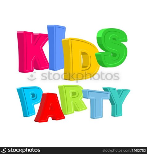 Kids party. Text of colored cartoony characters. Vector illustration&#xA;